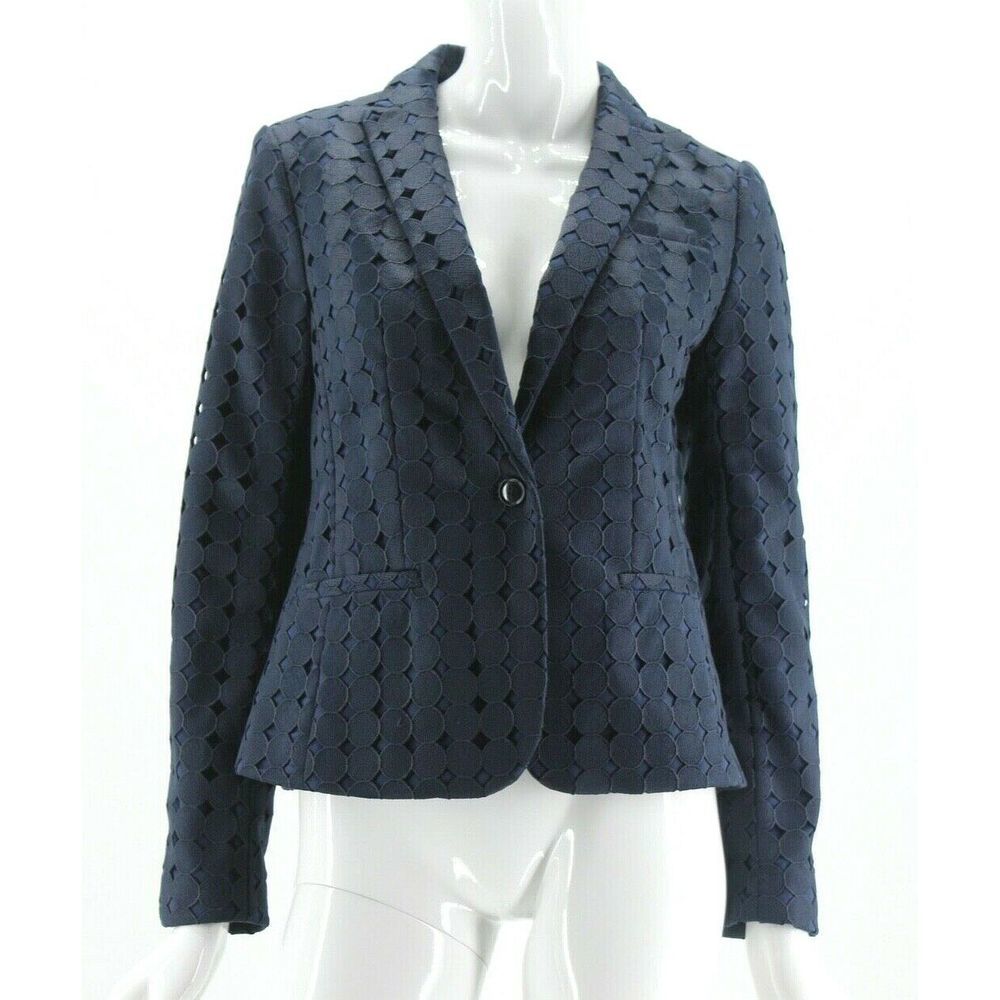 Banana Republic Navy Blue Eyelet Classic Blazer 4